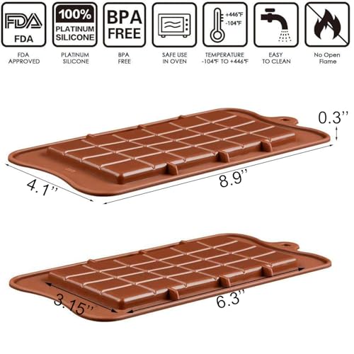 Non-Stick Silicone Chocolate Bar Molds - 3 Pack Food Grade