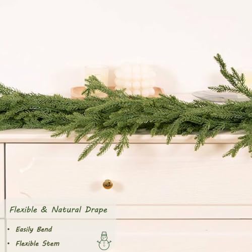 Bellacat 6ft Real Touch Norfolk Pine Garland with Soft Clear Texture Leaves - Green, 2 Pack