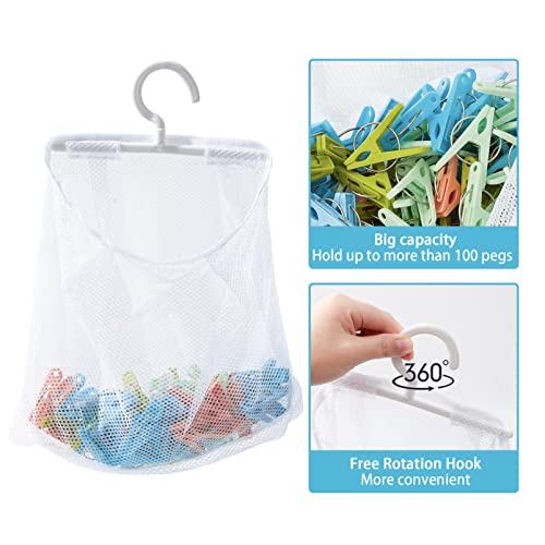 Heavy Duty Plastic Clothes Pins - 50 Pack with Mesh Bag for Laundry