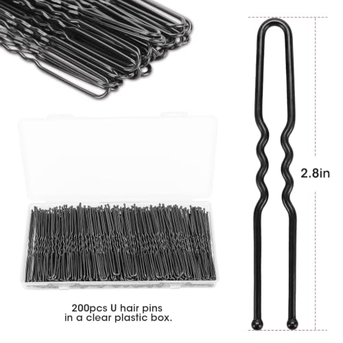 DySaLic 2.8 Inch U Shaped Heavy Duty Hair Pins 200 Pcs Black