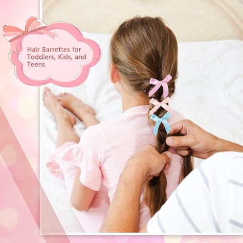 Draupnir 100Pcs Mini Satin Bow Hair Clips Small Metal Hair Bows Barrettes