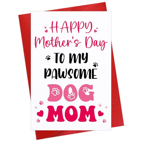 Funny Mother's Day Card for Dog Mom with Red Envelope 4x6