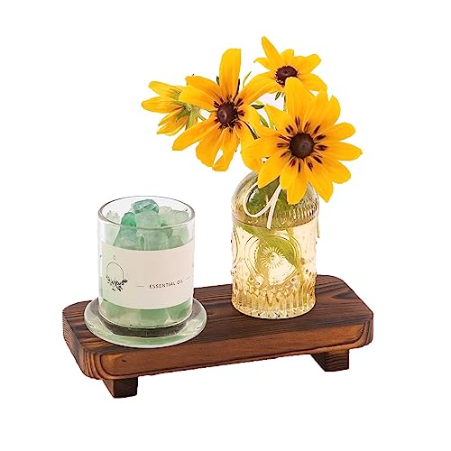 FLYIEE Natural Wood Soap Tray - Decorative Riser for Kitchen & Bath