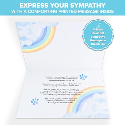 Rainbow Bridge Sympathy Card Set for Loss of Dog with Stickers