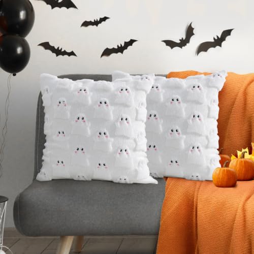 Coddsmz White Elf Halloween Pillow Covers, 18x18 Plush Throw Cushion Set of 2