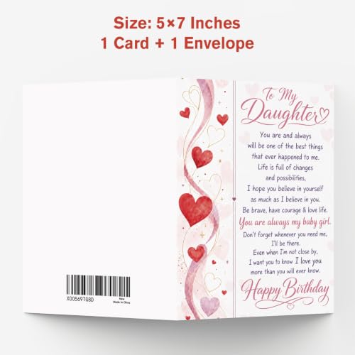Happy Birthday Card for Daughter - Style C - Sentimental Gift from Mom Dad