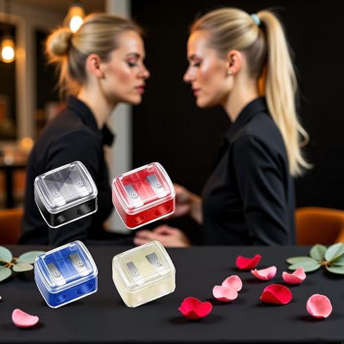 Mozff Dual Hole Makeup Pencil Sharpener 4-Pack for Eyeliner and Brow