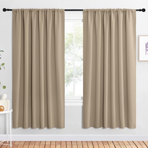 NICETOWN Soft Taupe Blackout Curtains - 62" x 72" (Pack of 2)