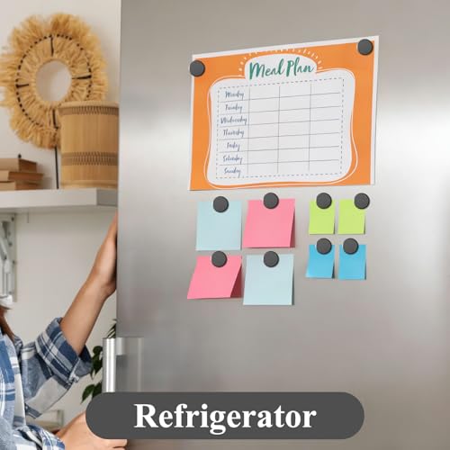 Black 10 Pack Heavy Duty Small Round Fridge Magnets for Whiteboards