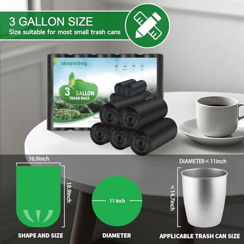 3 Gallon Biodegradable Black Trash Bags - 100 Count
