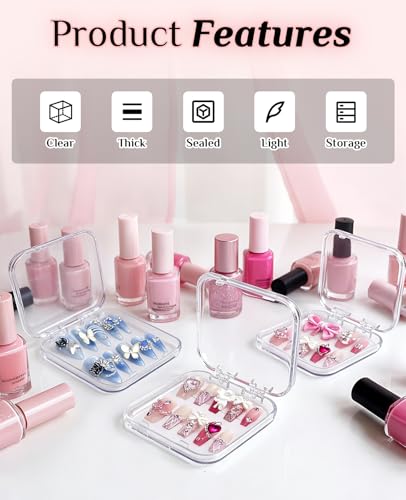 16PCS Acrylic Press-On Nail Display Boxes with Adhesive Tape