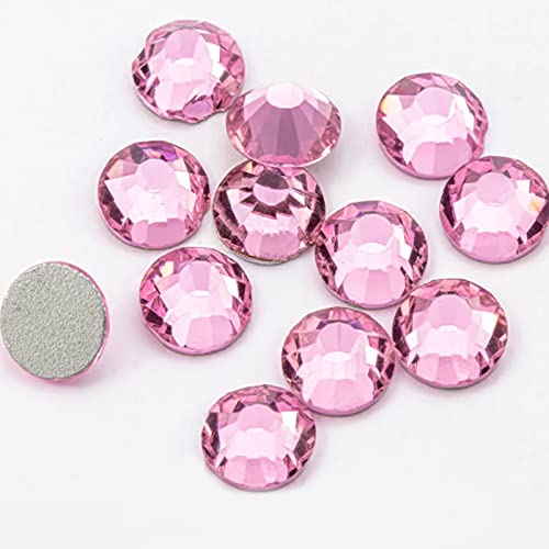 PuppyDoggy 1440 Pcs Pink Nail Rhinestones SS10 Flatback Glass Gems for DIY Crafts