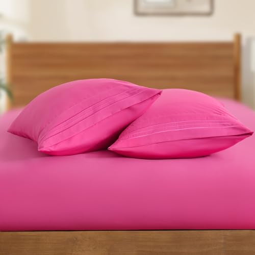 Horbaunal Microfiber Pillowcases, Standard Size (20"x26"), Hot Pink, 2 Pack
