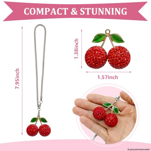 Sparkly Cherry Rear View Mirror Charm - Cute Car Decor for Women