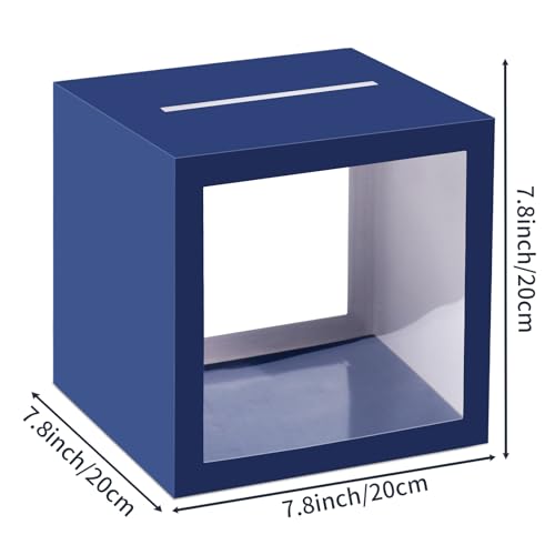 Navy Blue Wedding Card Box with Clear Window – 7.9 Inch