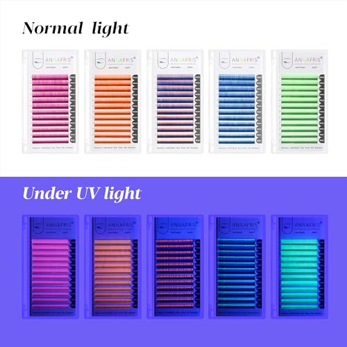 ANNAFRIS UV Neon Colored Eyelash Extensions Faux Mink Mixed 8-15mm