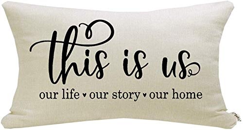 This is Us Farmhouse Pillow Cover 12x20 Inches Rustic Linen Decor Lumbar Cushion