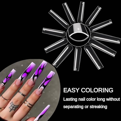 MtnLaur 240Pcs XXXL Tapered Square Nail Tips Full Cover Clear Fake Nails