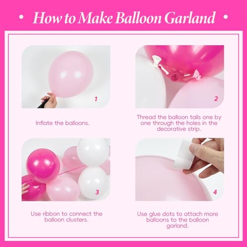 Hot Pink Birthday Decorations Set with Balloons, Banner and Fringe Curtain