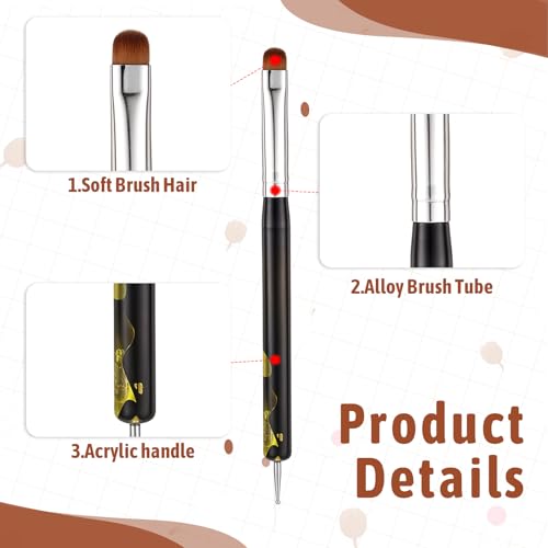 Dual-End French Nail Art Brush and Stippling Tool for Manicure