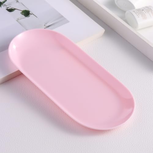 FSpronail 3Pcs Oval Plastic Manicure Tools Storage Tray Pink Nail Organizer