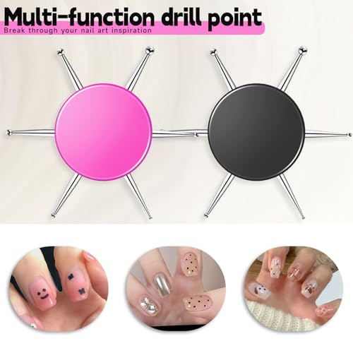 Abeillo 2Pcs 6-in-1 Stainless Steel Nail Dotting Pen Set for Art