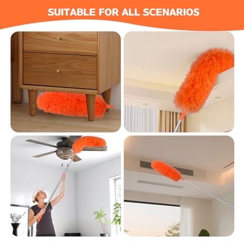 Extendable Microfiber Feather Duster with 30'' to 100'' Pole