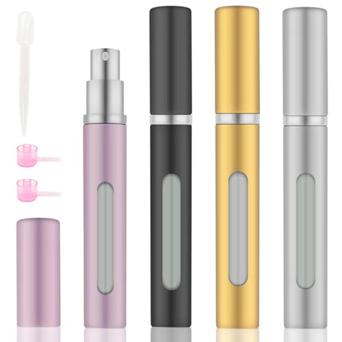 OBSGUMU 4-Pack Refillable Mini Perfume Travel Atomizer 5ml Spray Bottles