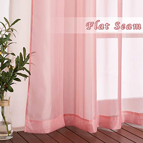 NICETOWN Coral Sheer Curtains 54x96 Inches Pack of 2 - Long Grommet Window Panels for Patio & Glass Doors