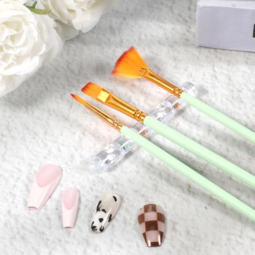 2 Pack Acrylic Nail Art Brush Holder Transparent Crystal Pen Stand