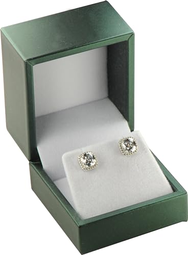 Premium Green PU Leather Earring Box for Studs & Small Jewelry