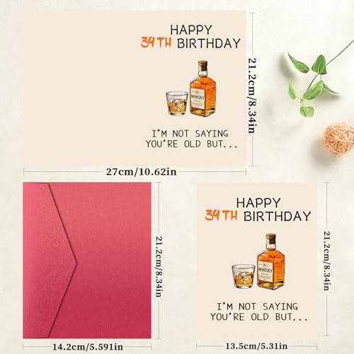 Funny 39th Birthday Card for Him/Her - Whiskey Humor & Keepsake