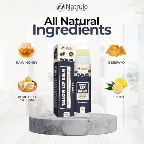Natrulo Beef Tallow Lip Balm – Grass Fed Tallow & Beeswax Lemon Chapstick