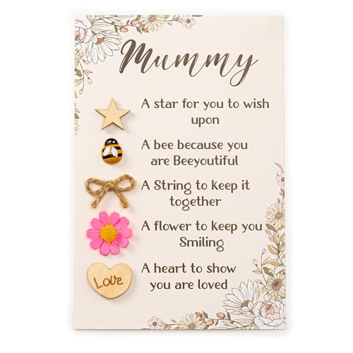 RUSATEN Handmade Mothers Day Card with Wooden Heart and Twine