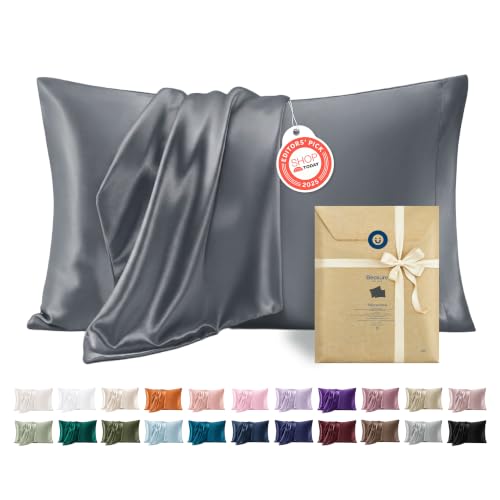 Bedsure King Satin Pillowcase Set of 2 - Silky Space Grey