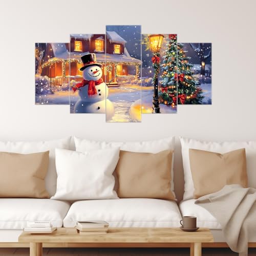 Christmas Snowman Wall Art Canvas Prints Set - White, 8x14, 8x18, 8x22 Inches