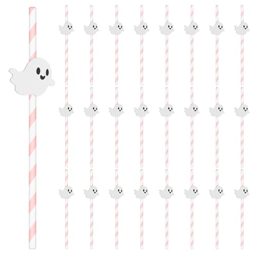 24 Pink Halloween Straws - Eco-Friendly Party Decor