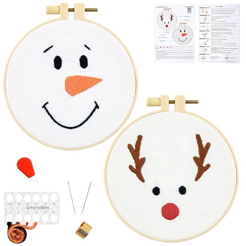 Christmas Embroidery Kits for Beginners - 2 Hoops & Video Guide