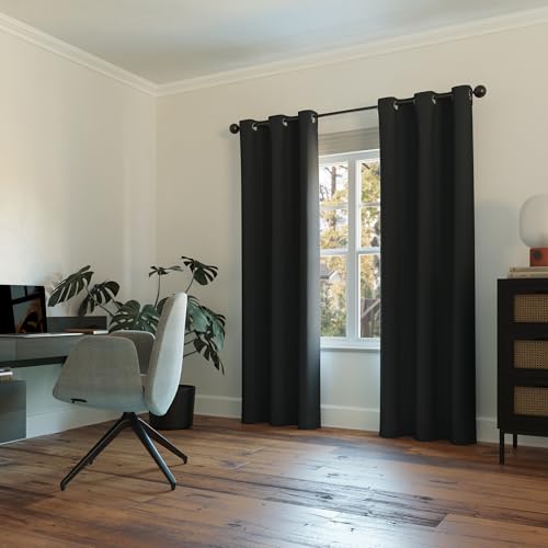 Sun Zero Easton Blackout Curtain Panel, 40" x 108", Thermal Grommet, Black
