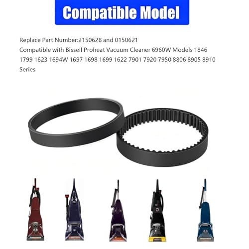 4-Pack Replacement Vacuum Belts for Bissell ProHeat - Replaces 2150628
