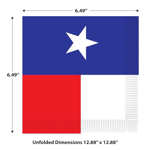 Texas State Flag 2-Ply Paper Napkins - 16 Count Party Supplies
