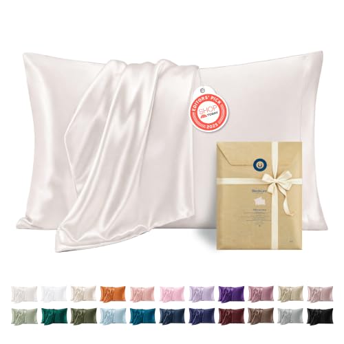 Bedsure Satin Pillowcase Set of 2 - Silky Ivory 20" x 26"