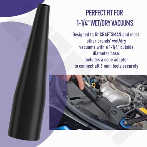 1-1/4" Micro Cleaning Wet Dry Vacuum Nozzle Kit - 6 Tools for Detail Cleaning