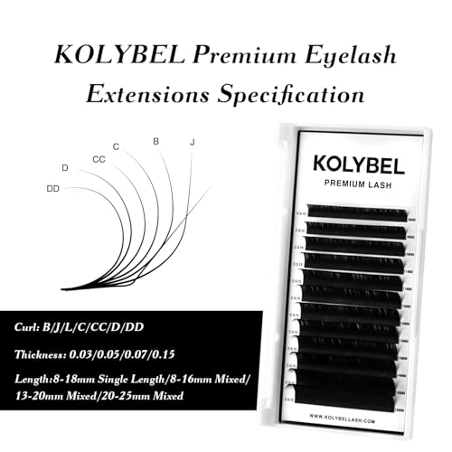 Kolybel Classic Lash Extensions 0.07 C Curl 13-20mm Mixed Silk Eyelash Trays