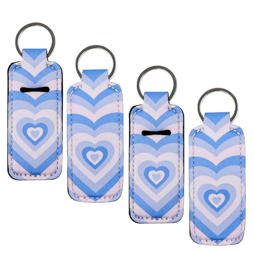 4 Pcs Lip Balm Holder Keychain Elastic Fabric Lipstick Sleeves