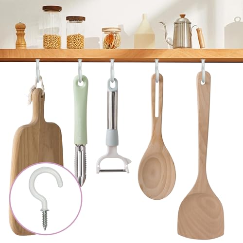 FOHOLA 5 Pack Vinyl Coated Ceiling Hooks, 1-1/4 Inch Screw in Mug Hooks