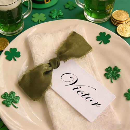 12 Elegant Place Cards with Ribbons for Weddings & Events