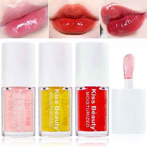 Alisesun 3 Pcs Fruity Plumping Lip Oil Moisturizing Hydrating Lip Gloss