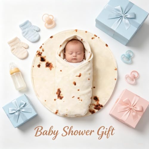 Baby Burrito Tortilla Blanket - 36 Inch Reversible Flannel Swaddle for Kids & Toddler Beige
