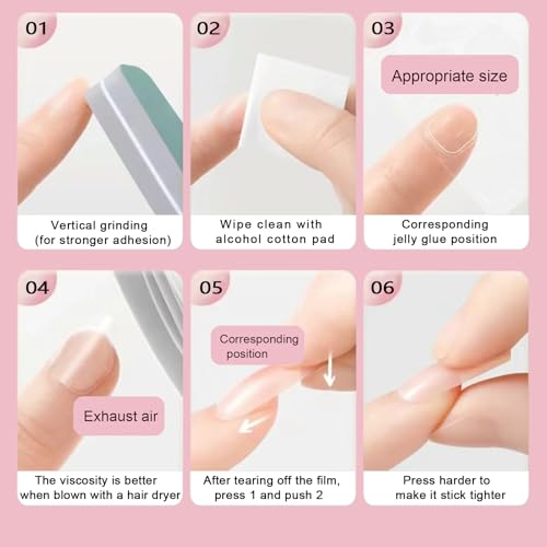 Pink Flower Press on Nails Medium Almond French Tip False Nails